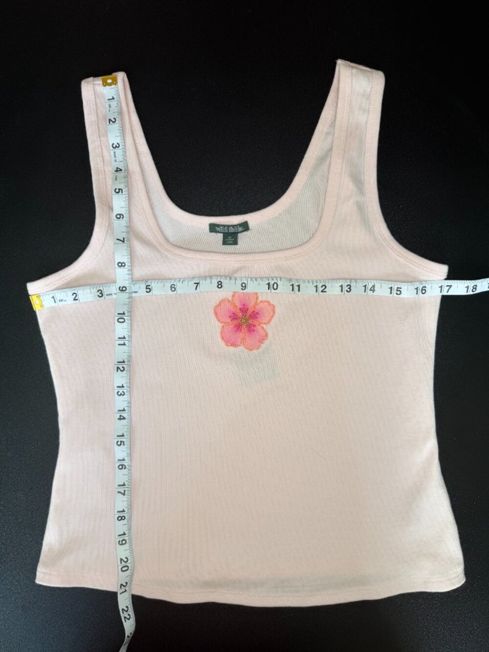Wild Fable Pink Ribbed Tank Top with Beaded Flower - Picture 5 of 5